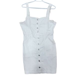 (W) White Overall Dress From Forever 21
